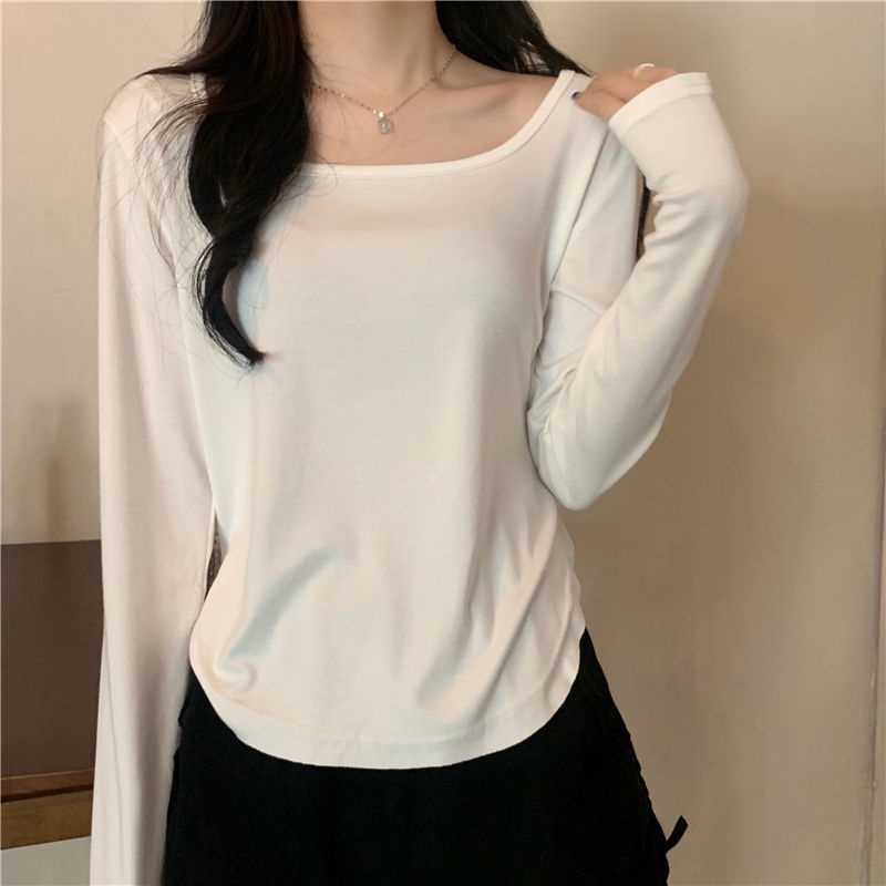 Áo thun COZOKC tay dài màu đơn giản thời trang cho nữ