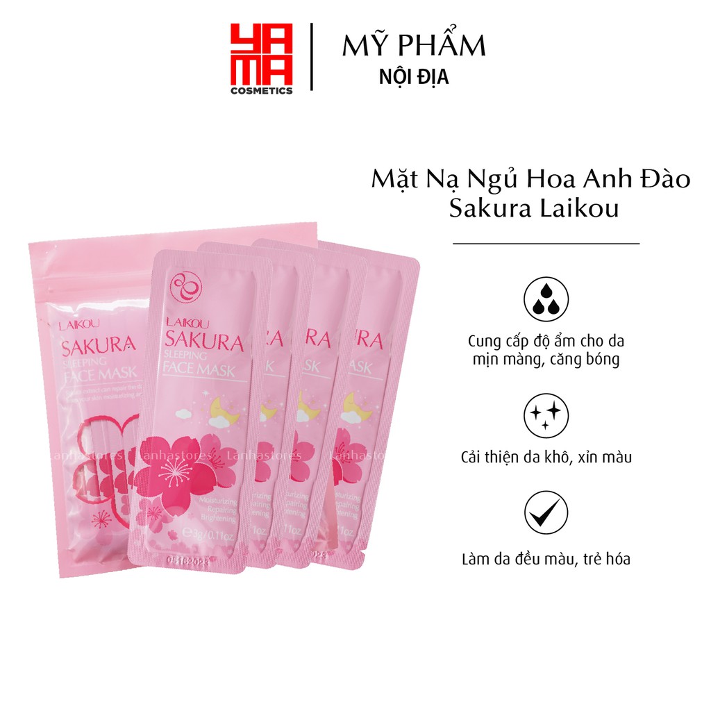 Túi 15 Miếng Mặt Nạ Ngủ Hoa Anh Đào Sakura Laikou Chính Hãng