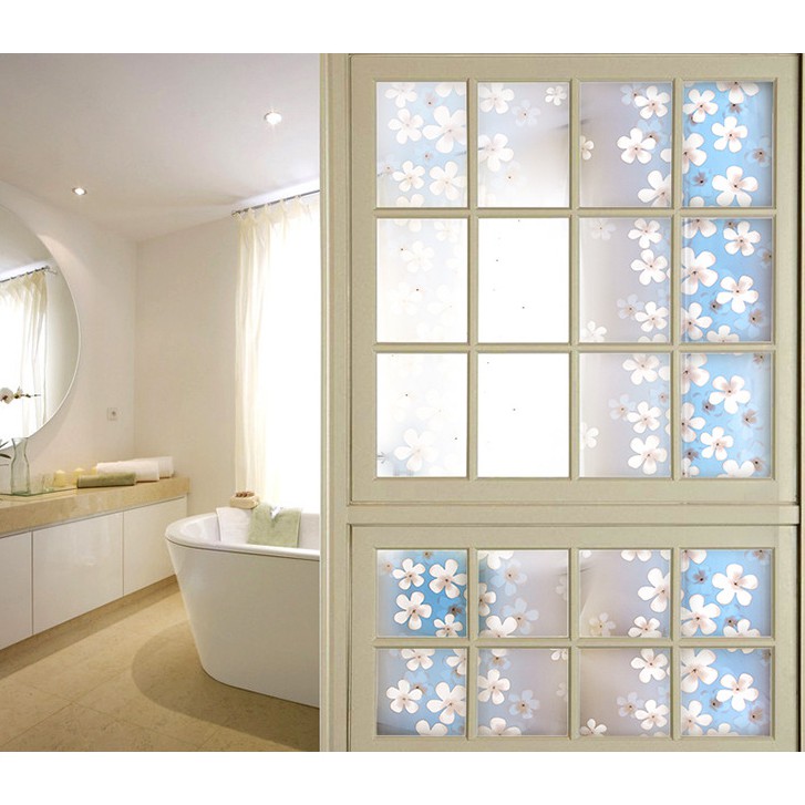 Giấy dán kính hoa lài xanh dương - khổ rộng 0.45m