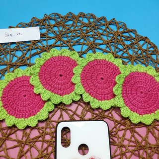 Lót ly bằng len, sợi handmade