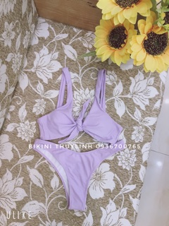 Set bikini nơ tím buộc