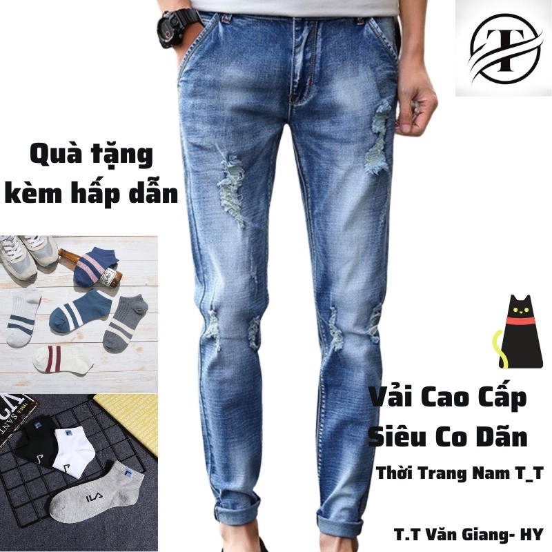 Quần Jean Nam Co Dãn QJ06 Jeans Chất Lượng Cao Vải Siêu Mềm Phong Cách Hàn Quốc
