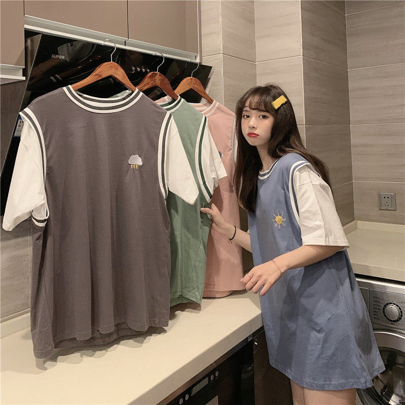 Áo Thun Ngắn Tay Phong Cách Hàn Quốc Trẻ Trung Dành Cho Nữ
