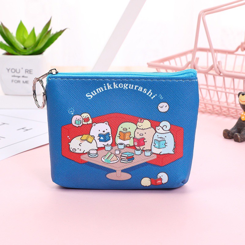 Ví cầm tay có khóa kéo in họa tiết hoạt hình dễ thương cho học sinh