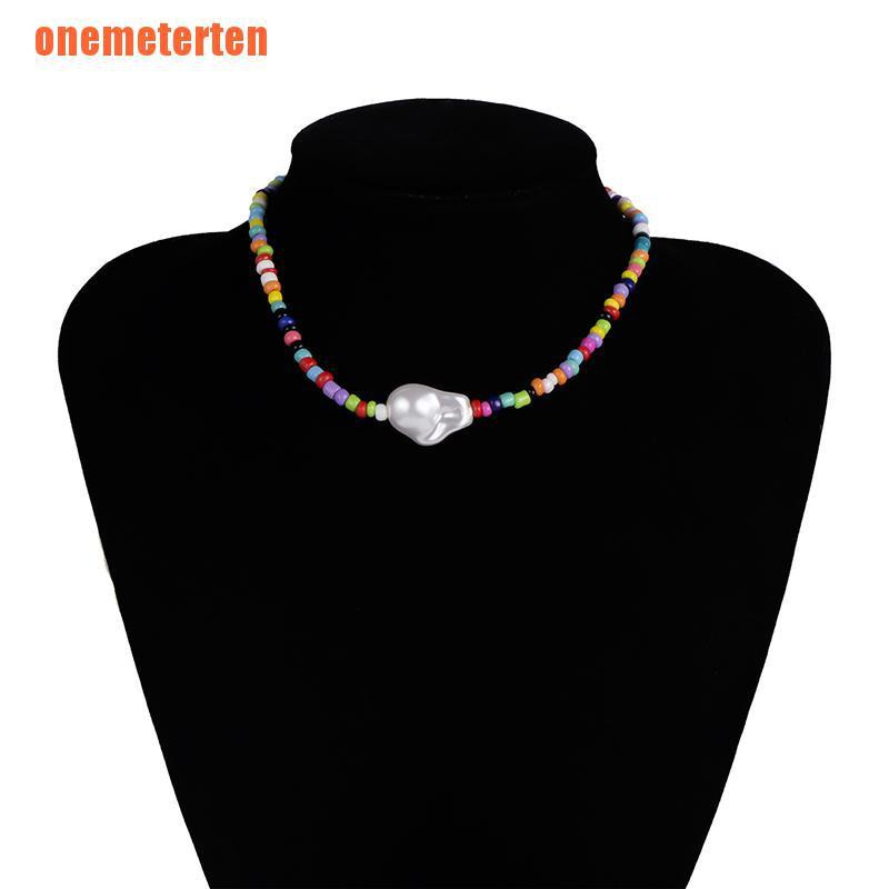 Vòng Cổ Choker Handmade Đính Hạt Ngọc Trai Nhiều Màu Cho Nữ