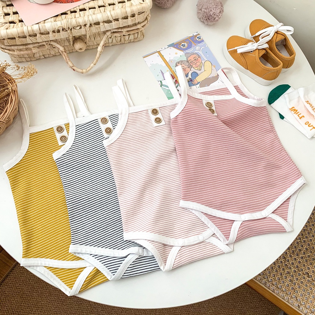 Áo liền quần hai dây họa tiết kẻ sọc thời trang dành cho trẻ em