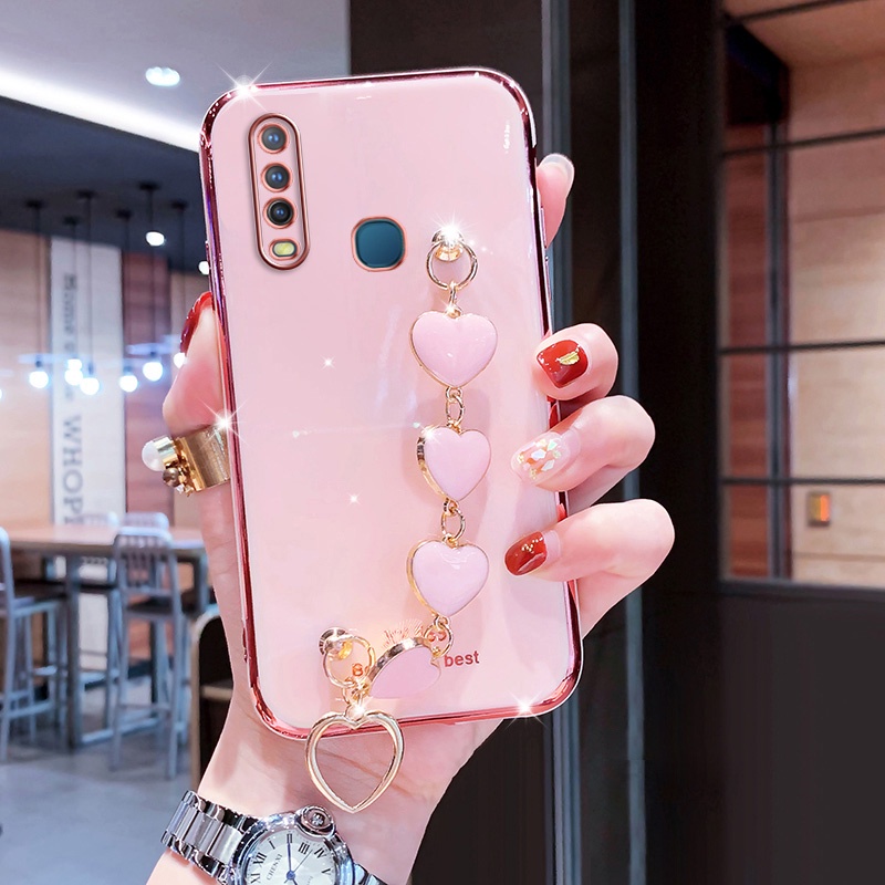 Ốp lưng VIVO Y11 U10 Y12 Y15 Y17 case Vỏ điện thoại mạ điện sang trọng với vòng đeo tay kim cương