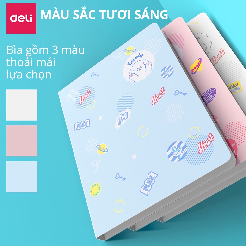 File lá học sinh A4 Deli - 30/40 lá - Xanh dương/Hồng/Trắng - 1 chiếc - 72493 / 72494 .