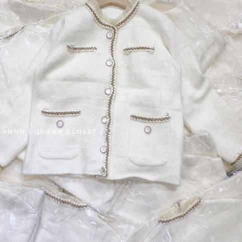 Áo khoác len cardigan lông cừu mềm mịn hàng cao cấp viền thừng sang chảnh phong cách thời trang hàn quốc | BigBuy360 - bigbuy360.vn