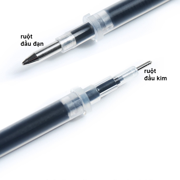 Ruột bút gel đầu đạn thay thế cho nhiều loại bút nắp cài ngòi 0.5mm mực đen dài 13cm CREAMY