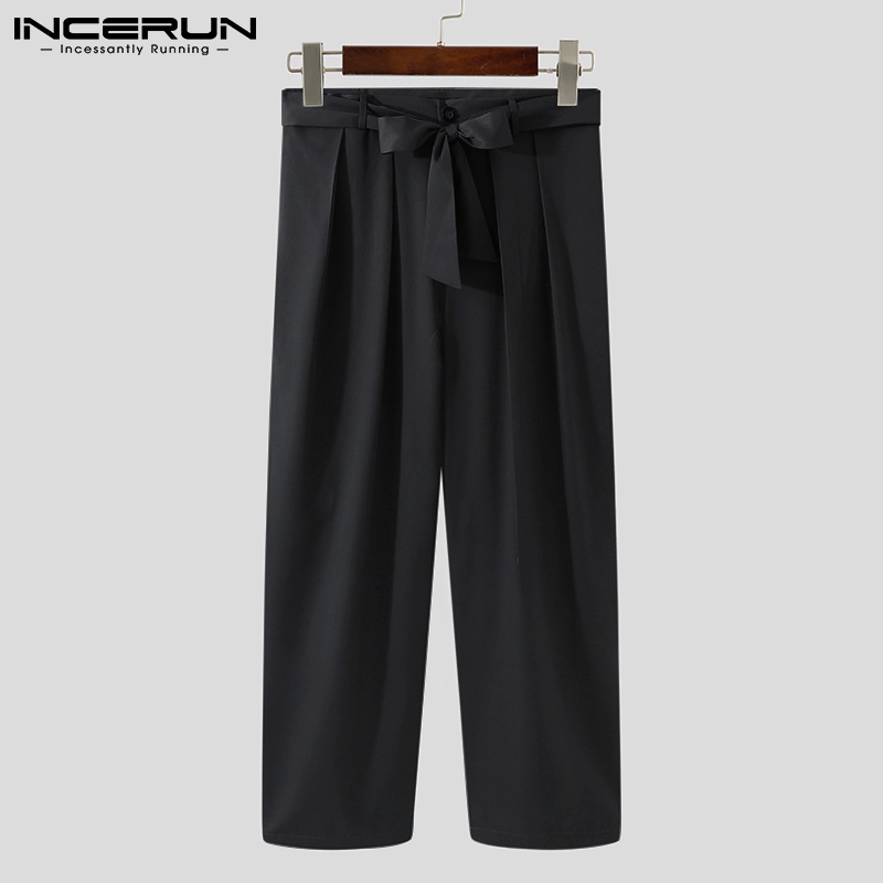 Quần dài INCERUN mềm thẳng màu đơn sắc thời trang đơn giản cho nam