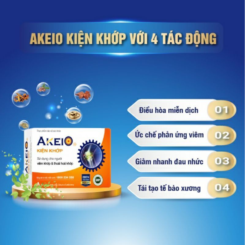 Viên uống Akeio kiện khớp ⚡ CAM KẾT CHÍNH HÃNG ⚡ Viên uống hỗ trợ giảm các triệu chứng thoái hóa khớp