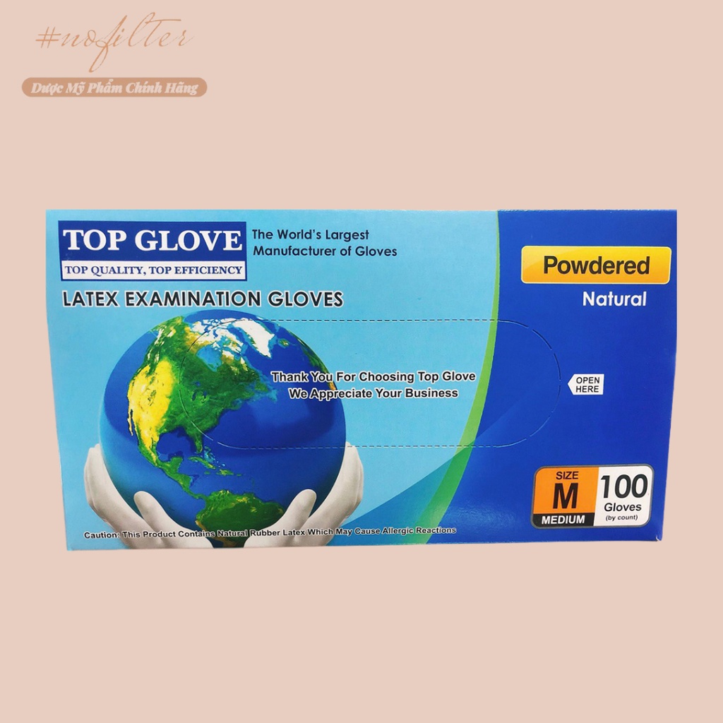 Hộp Găng tay cao su y tế latex không bột Top Glove