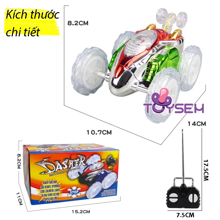 Đồ chơi xe dasher xoay 360 độ Toysem có đèn led điều khiển từ xa 4 kênh - Quà tặng sinh nhật cho bé