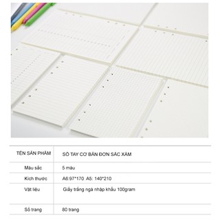 Giấy refill Ruột sổ còng 6 lỗ Basic A5, A6 80 trang