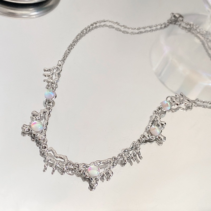 Vòng cổ Đính Đá Mặt Trăng Thiết Kế Đơn Giản Dễ Phối Đồ Phong Cách Hàn Quốc