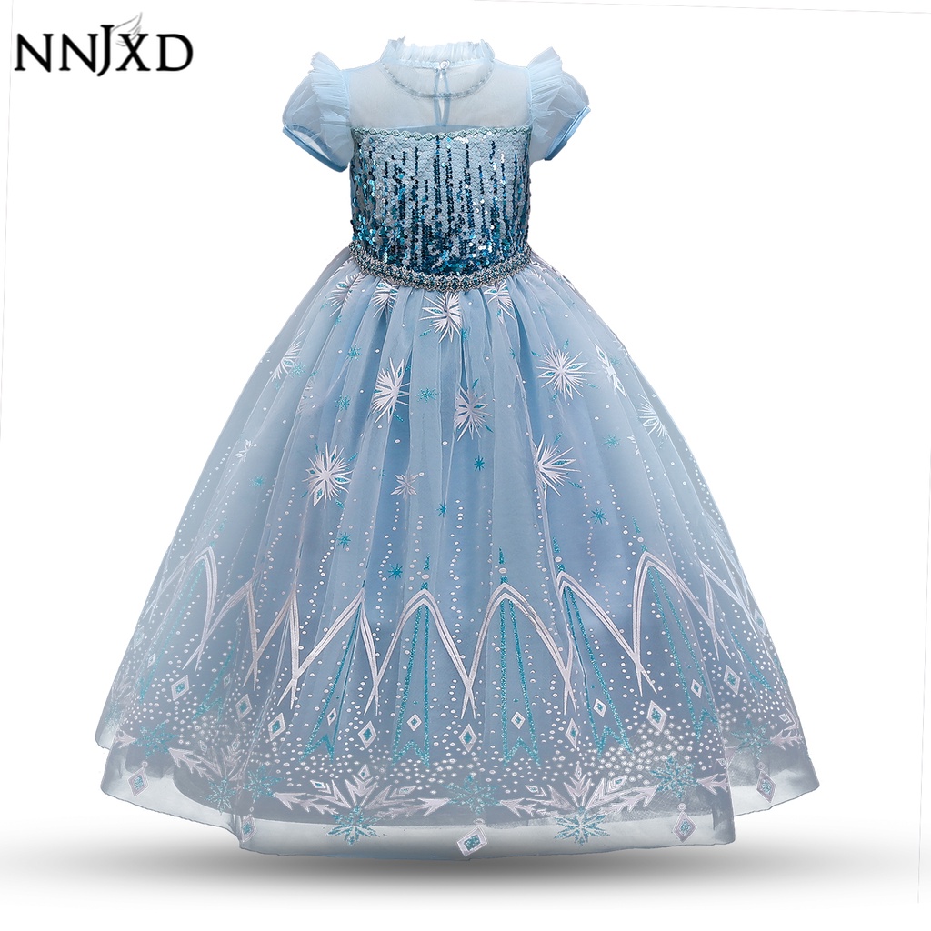 Đầm Hoa Tuyết NNJXD Cosplay Công Chúa Elsa Dự Sinh Nhật Cho Bé Gái