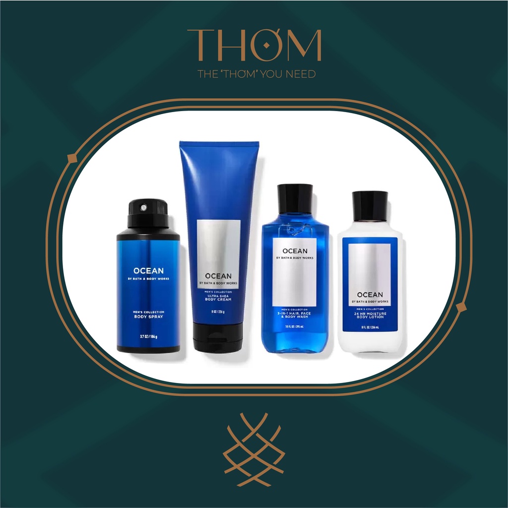 OCEAN  | SẢN PHẨM TẮM DƯỠNG XỊT THƠM KHỬ MÙI BATH &amp; BODY WORKS DÀNH CHO NAM BODY SRPAY SHOWER GEL LOTION