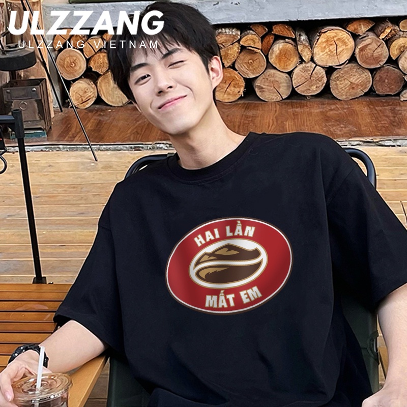 Áo phông local brand ULZZ ulzzang dáng tay lỡ in hình Hai lần mất em