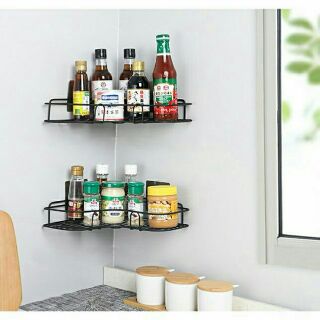 Kệ góc sắt đen dán tường siêu chắc