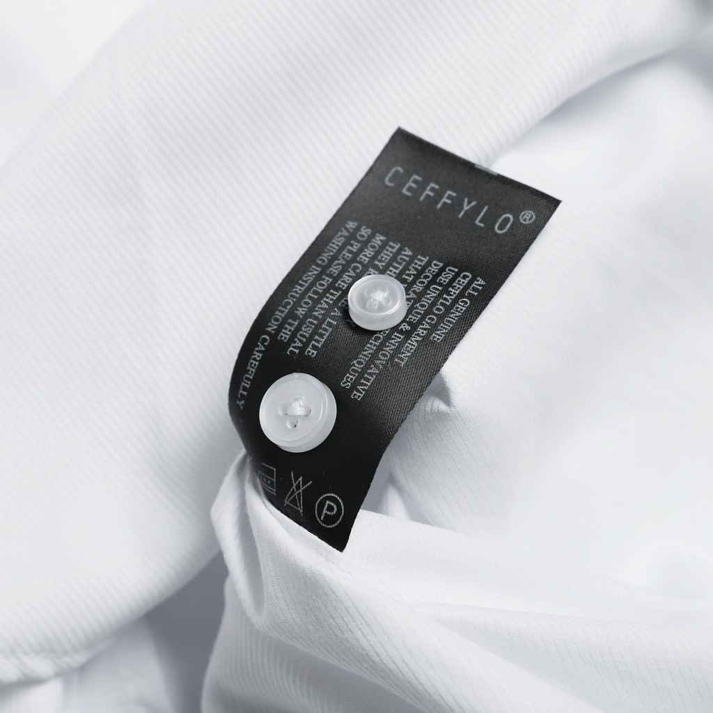 Áo Sơ Mi Nam Vân Chìm Họa Tiết Kẻ Chéo Trắng CEFFYLO, vải cotton mềm mịn chống nhăn | BigBuy360 - bigbuy360.vn