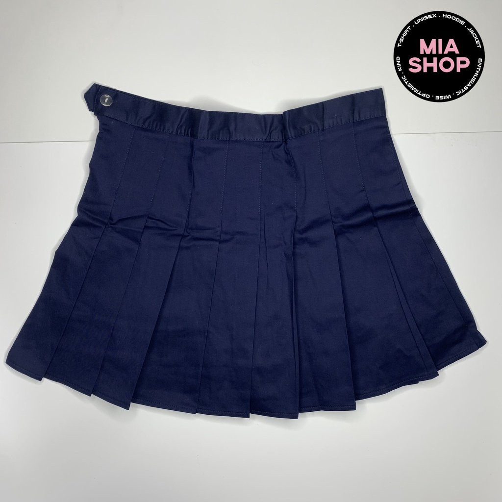 Chân váy xếp ly MIA, Chân váy tennis dáng ngắn xòe chữ A lưng cao, màu xanh than, có bigsize