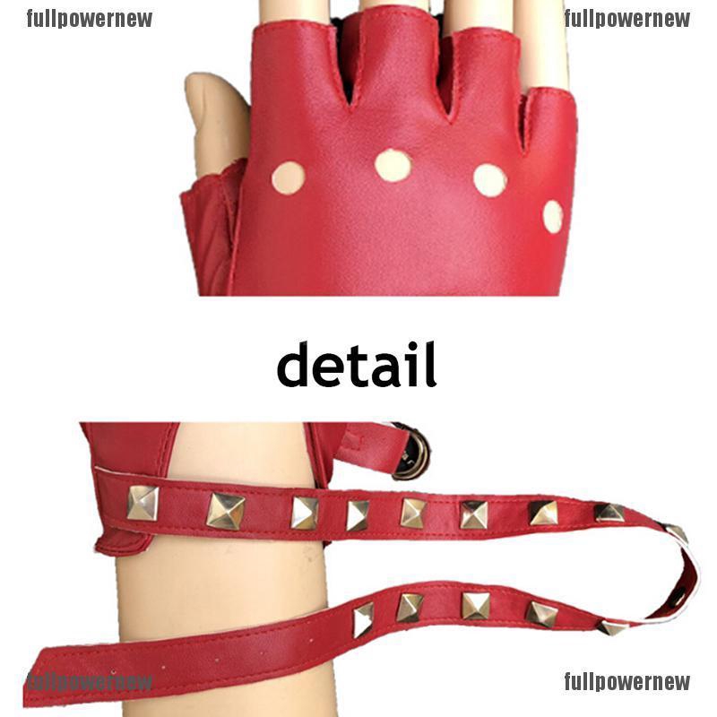 ❤❤Găng Tay Da Hở Ngón Đính Đinh Tán Phong Cách Halloween