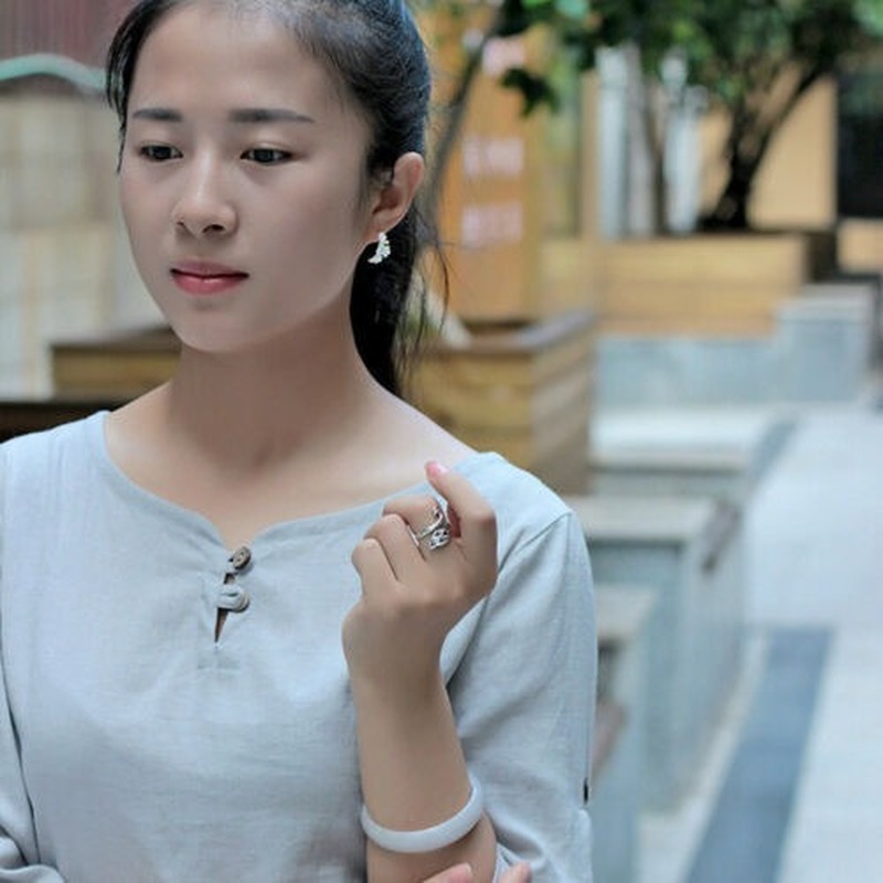 Nhẫn Bạc Thiết Kế Mở Kiểu Dáng Sáng Tạo Phong Cách Retro Cho Nữ