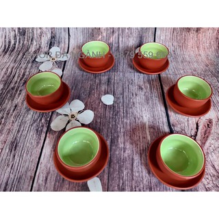 Bộ 6 chén trà tử sa cỡ trung (không bao gồm đĩa lót)