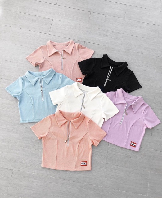 (ảnh thật, hoả tốc)🥕ÁO_CROPTOP_POLO_ZIPPER🥦
