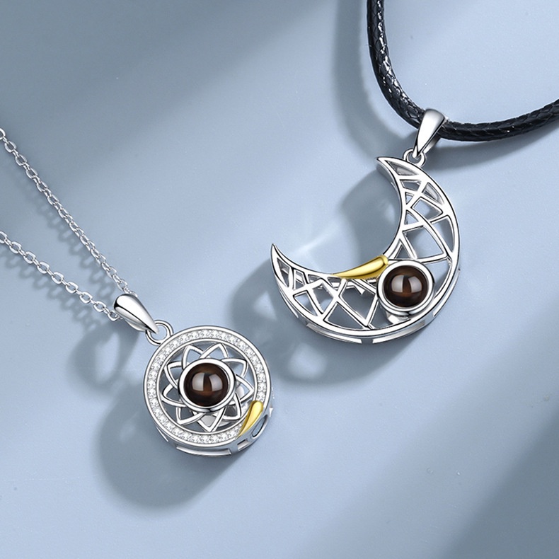 Set 2 Vòng cổ kim loại mặt hình chữ I Love You 100 ngôn ngữ phong cách vintage thời trang cho nữ