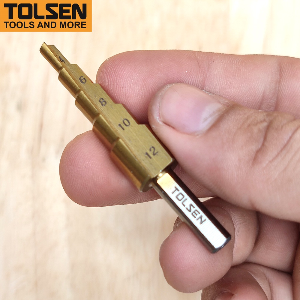 Mũi khoan tháp từng bước 4mm tới 12mm TOLSEN HSS Titanium 75871