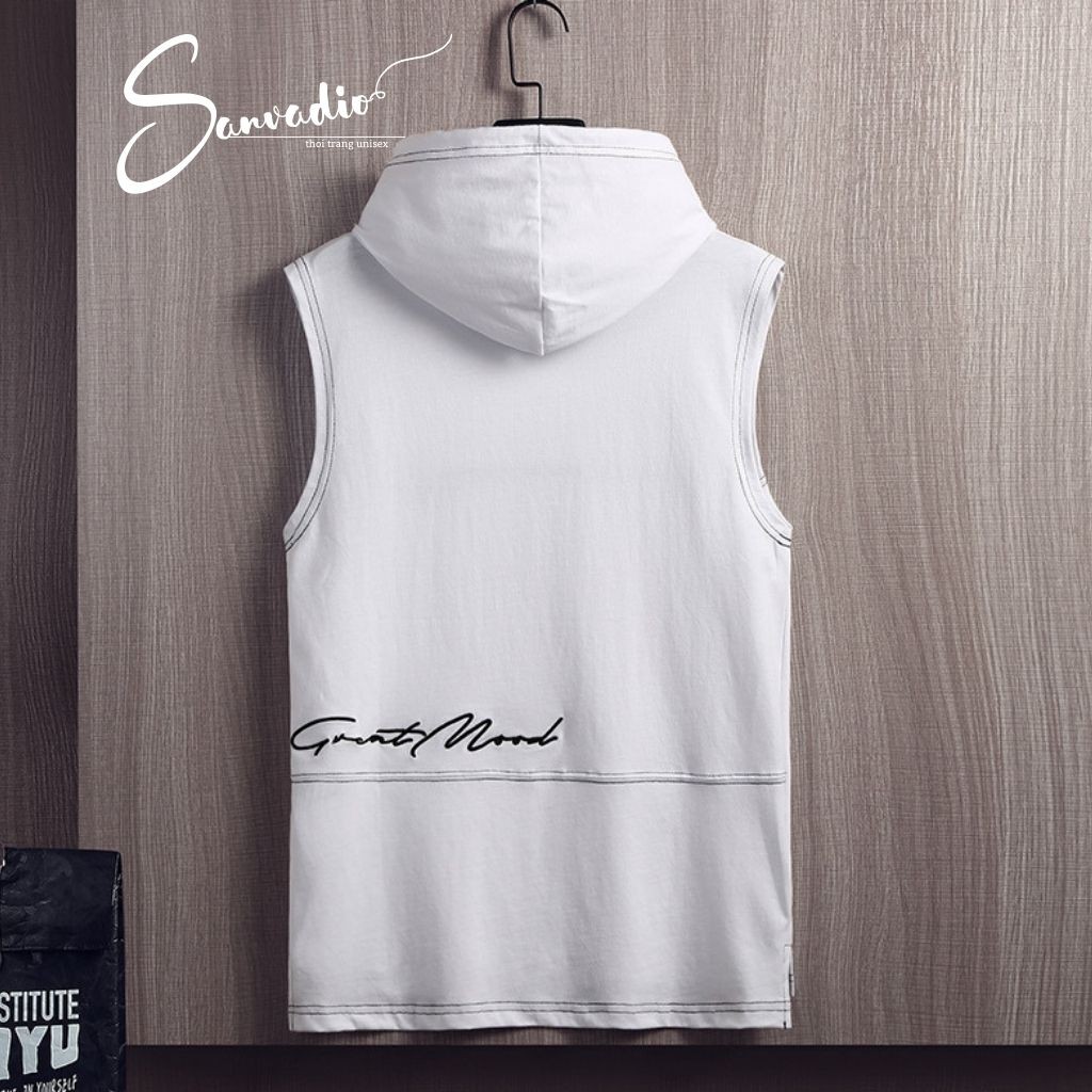 Áo thun TANKTOP Sanvadio Unisex áo hoodie Basic Tee mùa hè phông trơn Oversize form rộng đường phố Hàn Quốc
