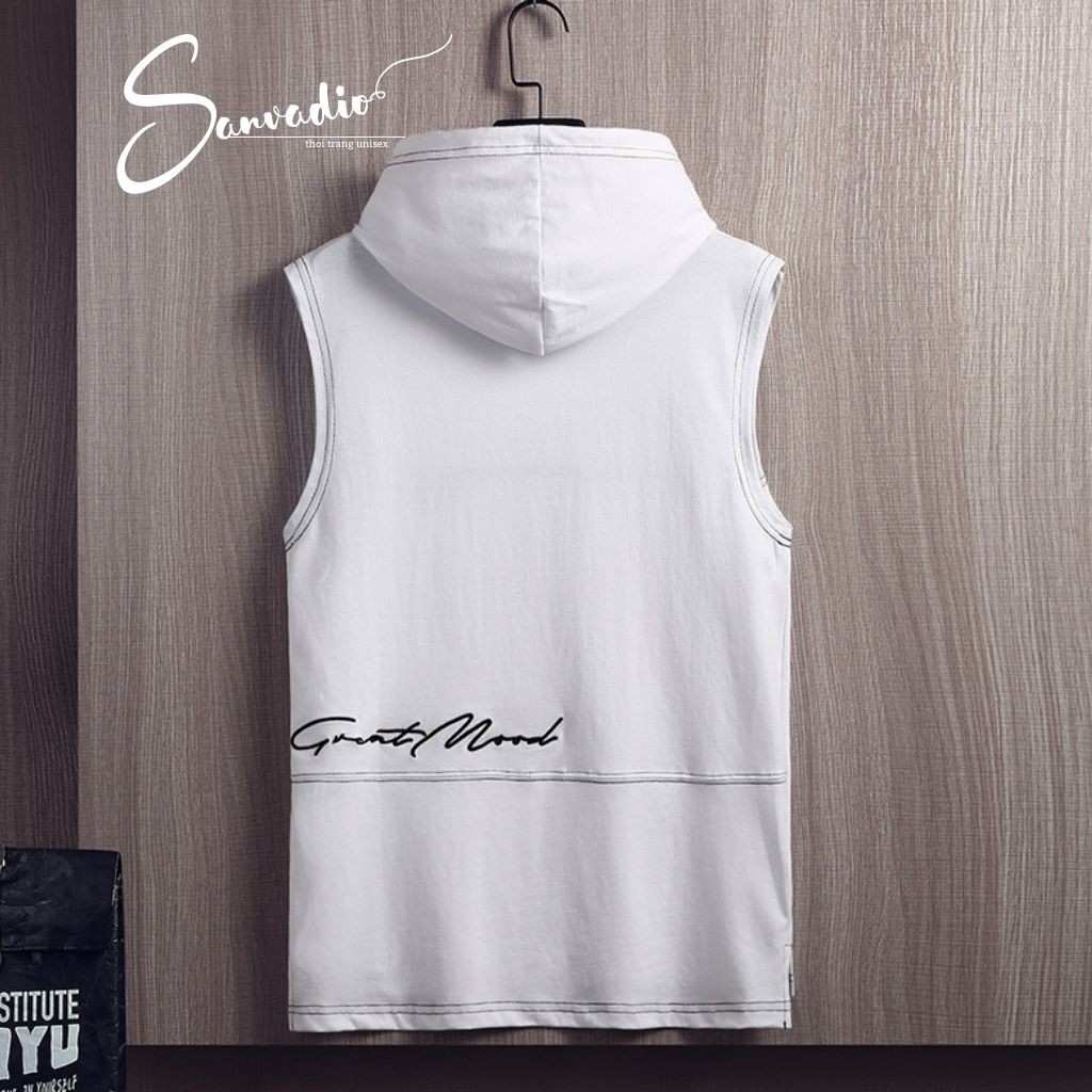 Áo thun TANKTOP Sanvadio Unisex-áo hoodie Basic Tee mùa hè phông trơn nam nữ Oversize form rộng đường phố Hàn Quốc