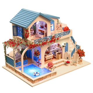 Mô hình nhà gỗ DIY biệt thự hoa hồng