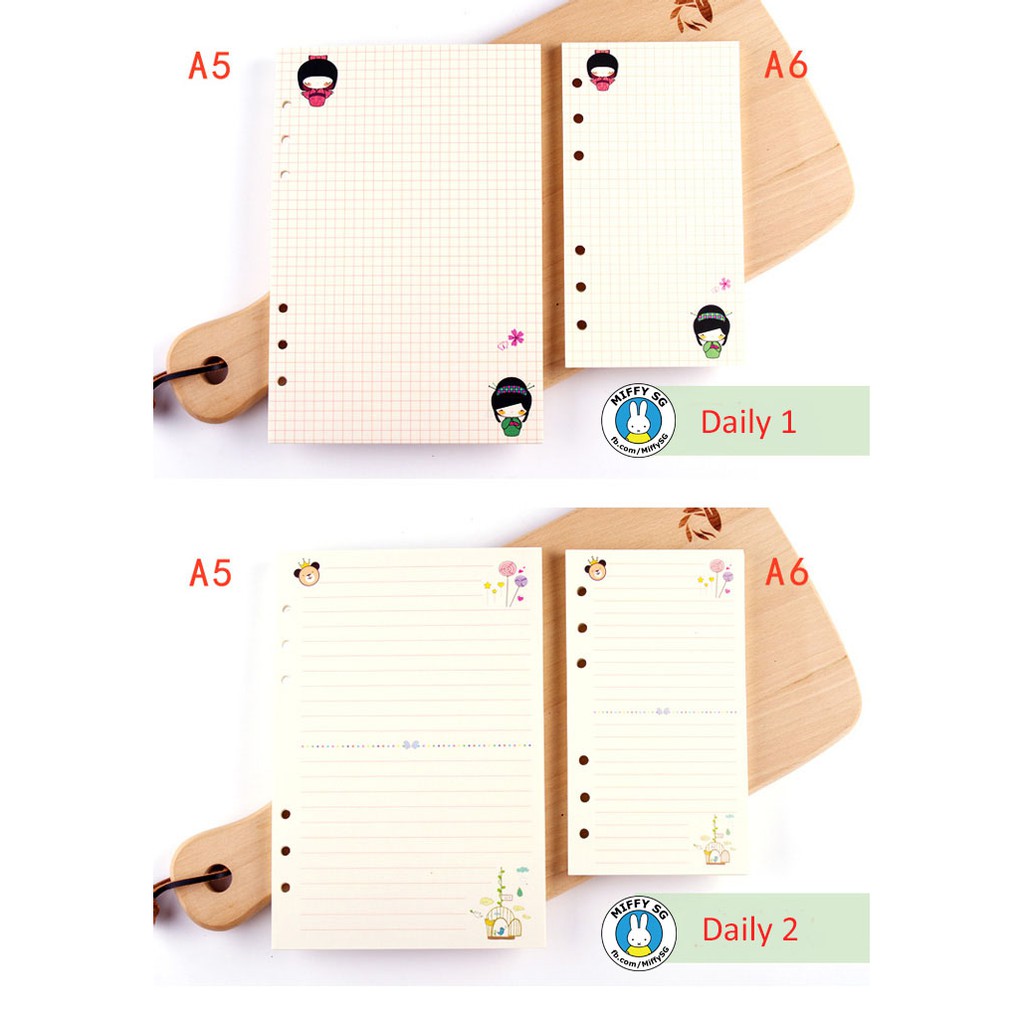 GIẤY REFILL 6 lỗ cho sổ còng/planner A5 và A6