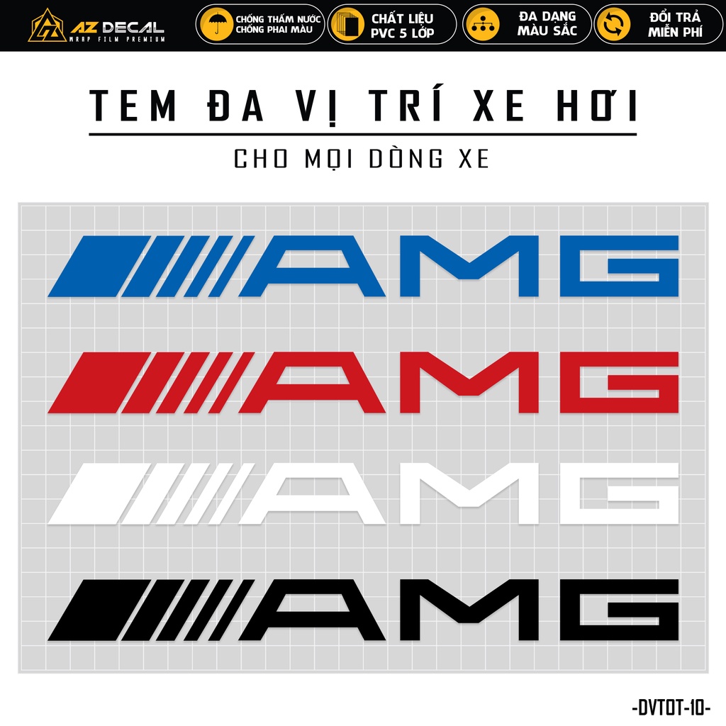 Tem Dán Xe Ô Tô Mẫu AMG | DVTOT-10 | Decal Dán Sườn Oto, Nắp Capo, Cản Sau, Kính Lái Xe Hơi