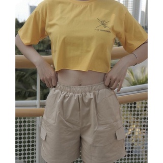 Áo ERRORIST croptop rộng màu vàng