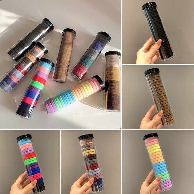 Dây chun buộc tóc nhiều màu sắc dây buộc tóc ống trơn cho nữ