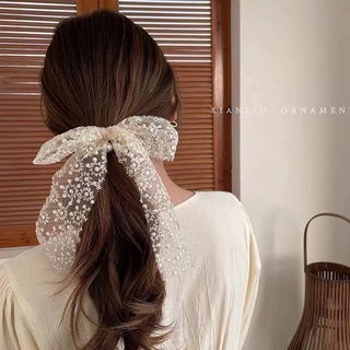 Dây Cột Tóc Phối Nơ Ren Dễ Thương Đơn Giản Cho Nữ