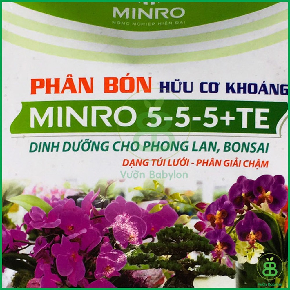 Phân Bón Phong Lan Hữu Cơ Khoáng Minro 5-5-5 36 Túi/Gói- Dạng Túi Lưới Phân Giải Chậm