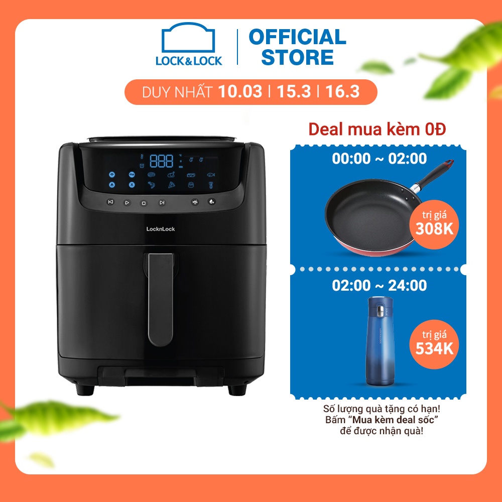 [Mã ELHADEV giảm 4% đơn 300K] Nồi chiên không dầu kết hợp chức năng hấp Lock&amp;Lock Steam Air Fryer 7L EJF881 (2 màu)