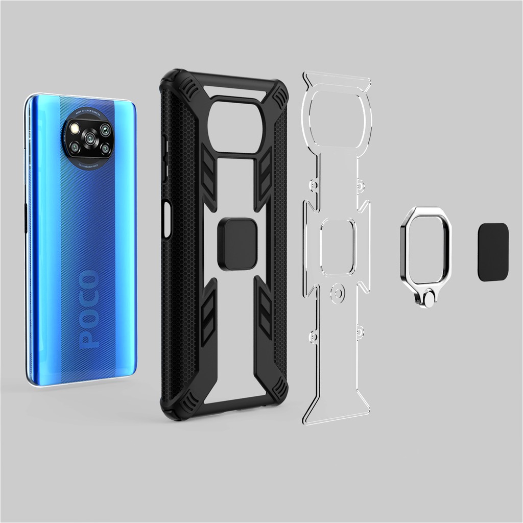 Ốp lưng Xiaomi Poco X3 / X3 Pro chống sốc siêu nhân nhẫn hút Iring cao cấp