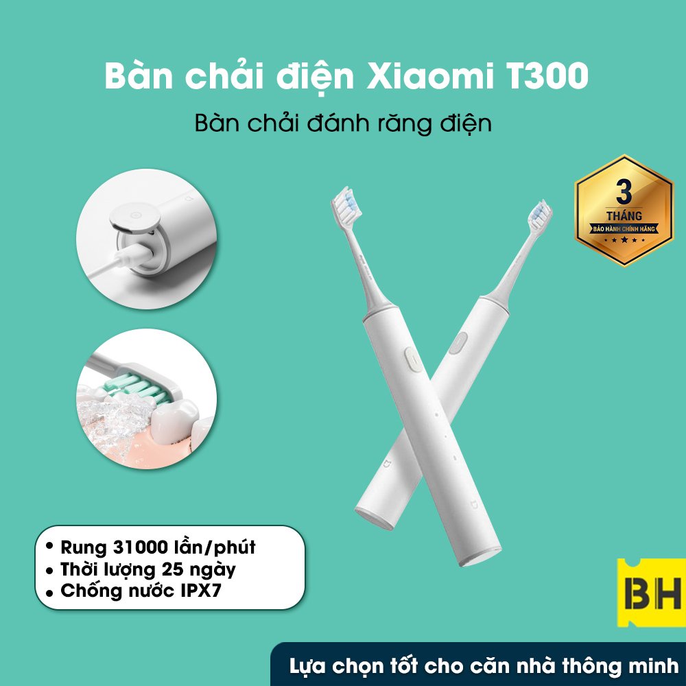 Bàn chải điện xiaomi Mijia T300 bảo vệ nướu, pin sạc, kháng nước ipx7