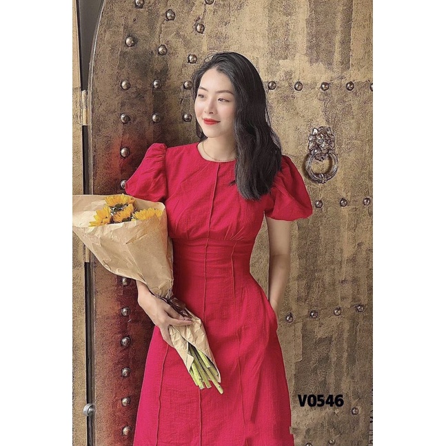 Váy đỏ dự tiệc siêu sang chảnh_Hàng cao cấp loại 1_Váy đỏ mặc đi chơi, đi làm siêu xinh