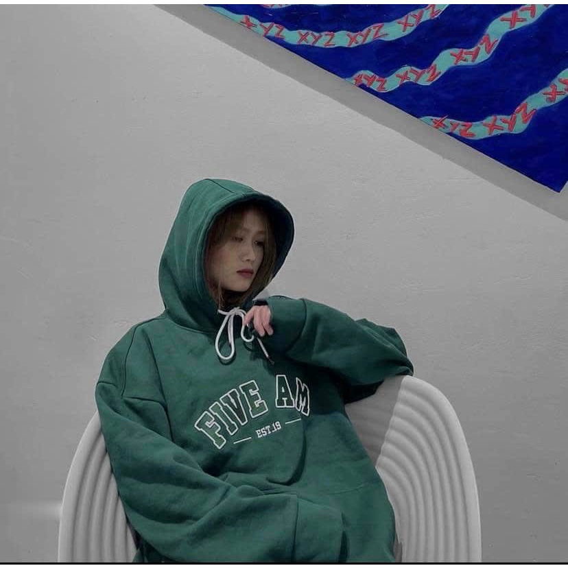 Áo Hoodie FIVE AM, Áo Khoác Nam Nữ Nón 2 Lớp Vải Nỉ Dày Dặn Che Nắng Chống Lạnh Cực Hot