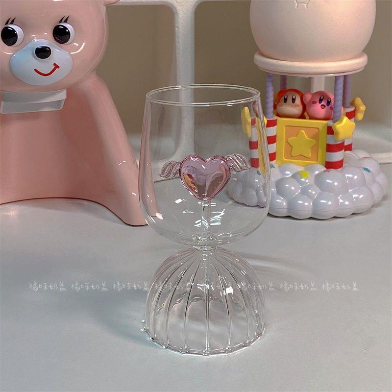 Ly Thủy Tinh Uống Rượu Chịu Nhiệt Cao Hình Đôi Cánh Thiên Thần Màu Hồng Dễ Thương