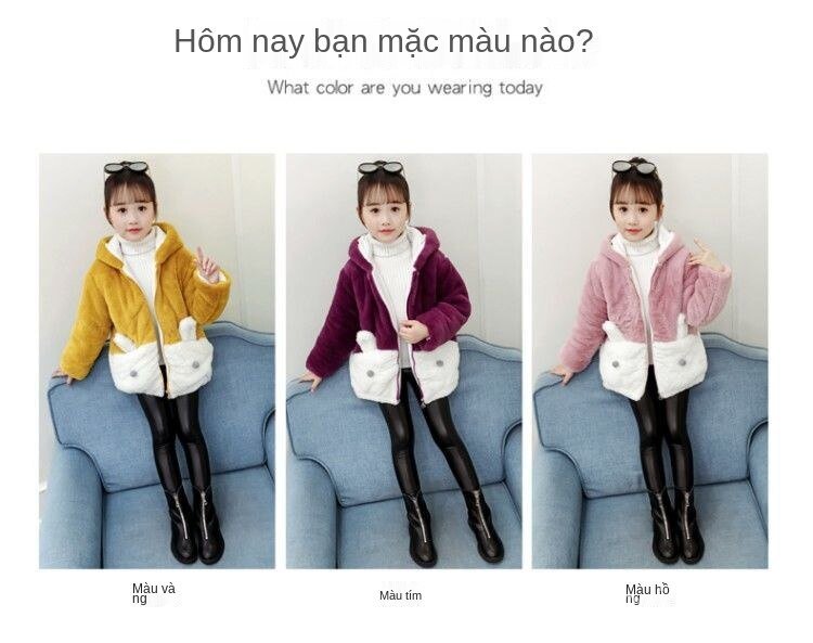 Girl With Winter Velvet Sweater Baby Girl Style Winter Clothes Rabbit Ears Sweater Coat