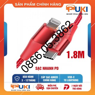 Cáp sạc anker powerline+ ii usb-c to lightning cho iphone dài 1.8m chính hãng bọc dù 2019