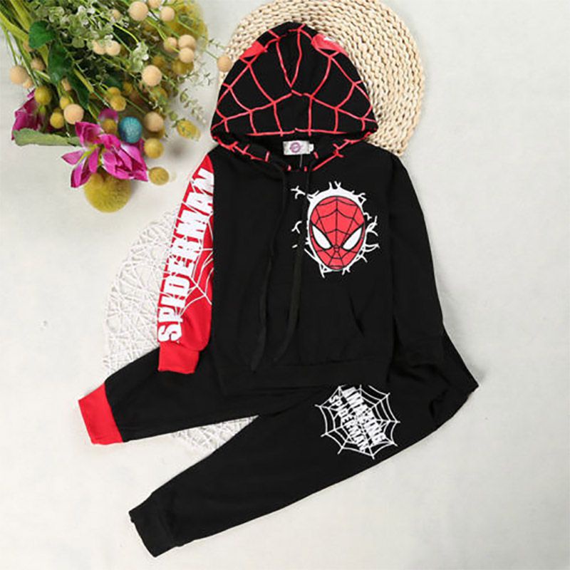 Set áo hoodie và quần jogger phong cách Spiderman cho bé trai